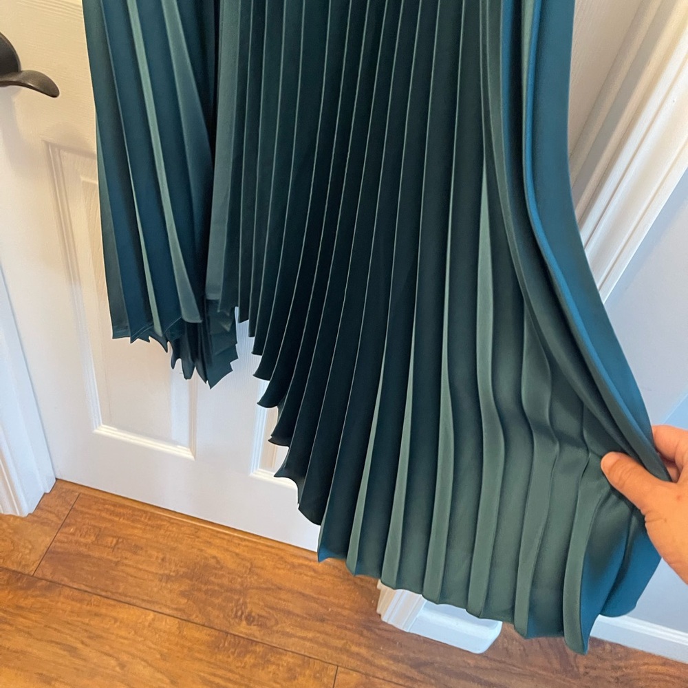 Pleated Spaghetti Strap Midi Dress in Teal - Picture 12 of 12